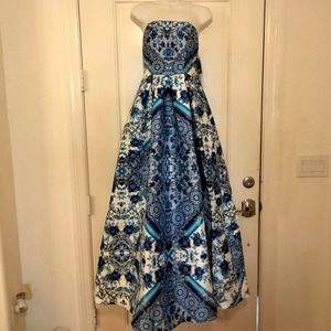 Satin floral design full long formal gown dress Size 3